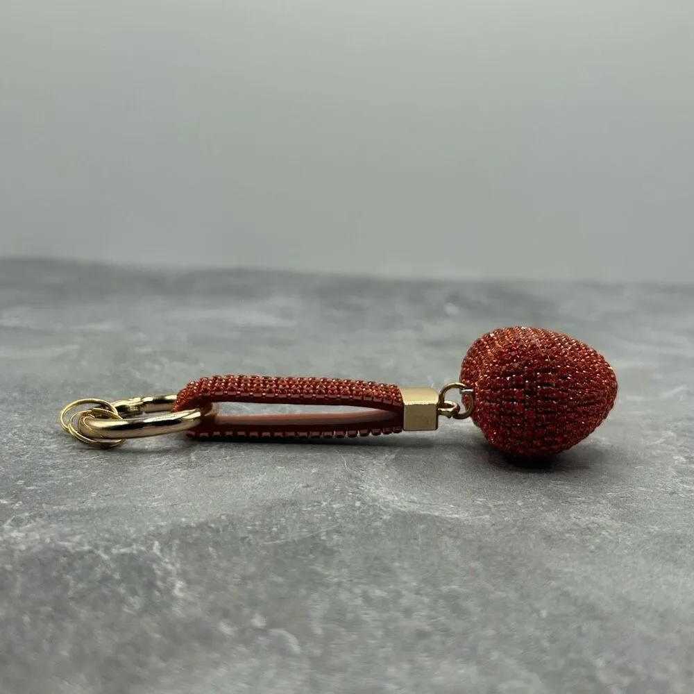NWOT Sparkling Red Rhinestone Heart Keychain Charm Purse Key Ring